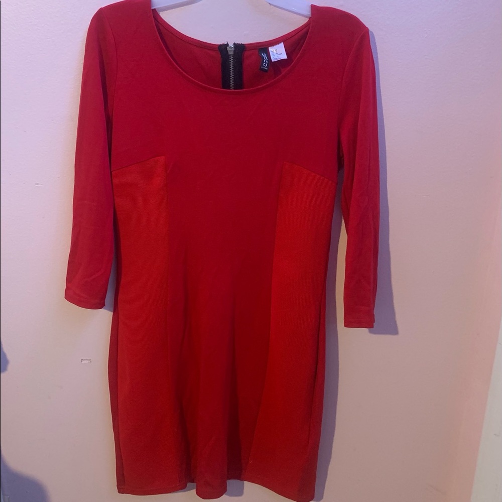 Divided by H&M Long Sleeve Red Zip Up Dress
